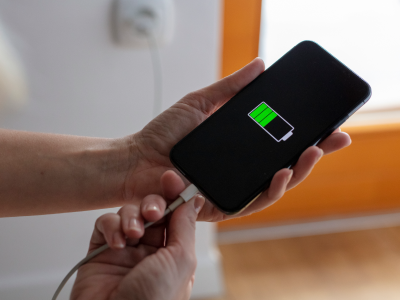 Plugging in a phone with 50% battery