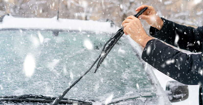 Person checking their wiper blades