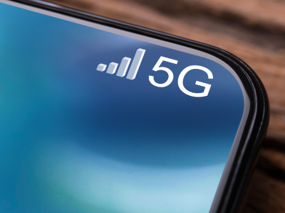 Top corner of a phone with 5G