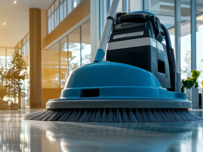 Scrubber in the hallways of a school