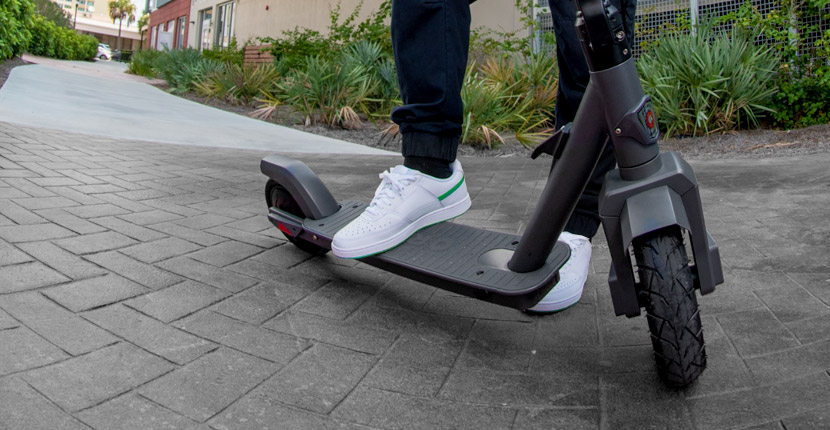 Riding on a Razor scooter