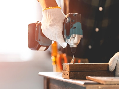Person using a powertool