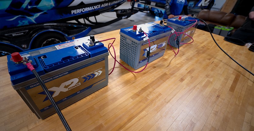 X2Power AGM batteries chained together