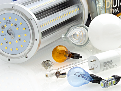 Collection of different types of light bulbs