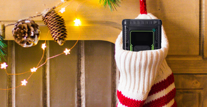 Stocking hanging with something peeking out of the top